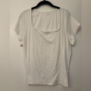 Square neck white ribbed tee